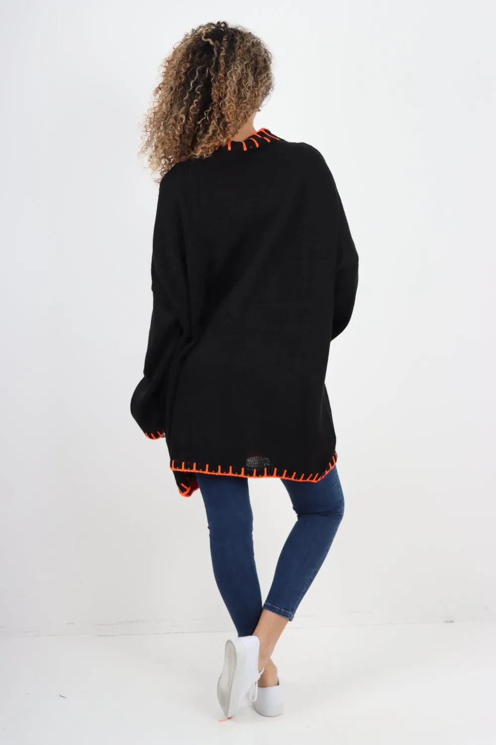 Colour Pop Stich Long Sleeve Knitted Jumper Top