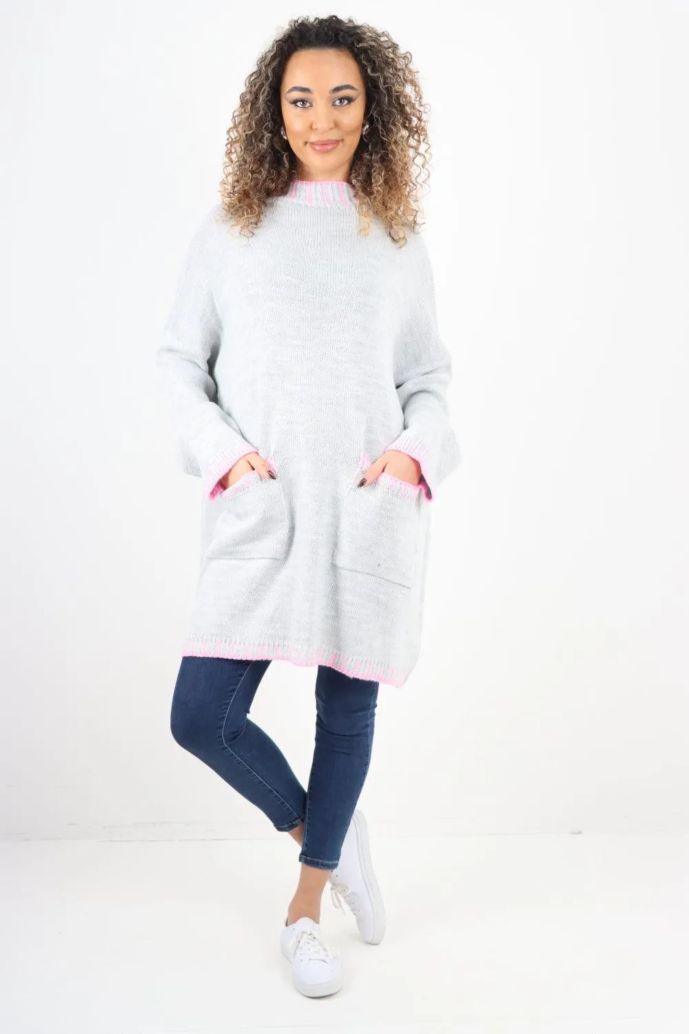 Colour Pop Stich Long Sleeve Knitted Jumper Top