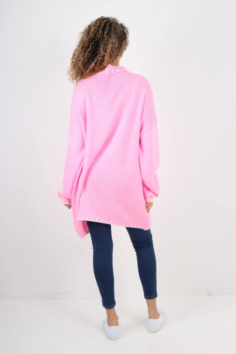 Colour Pop Stich Long Sleeve Knitted Jumper Top
