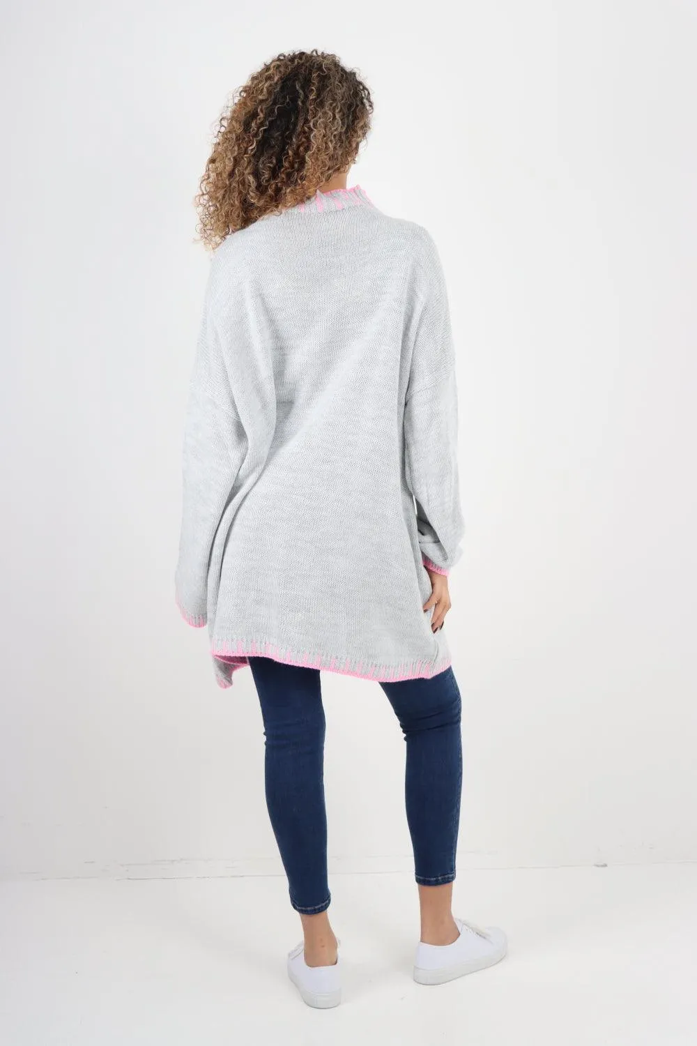 Colour Pop Stich Long Sleeve Knitted Jumper Top