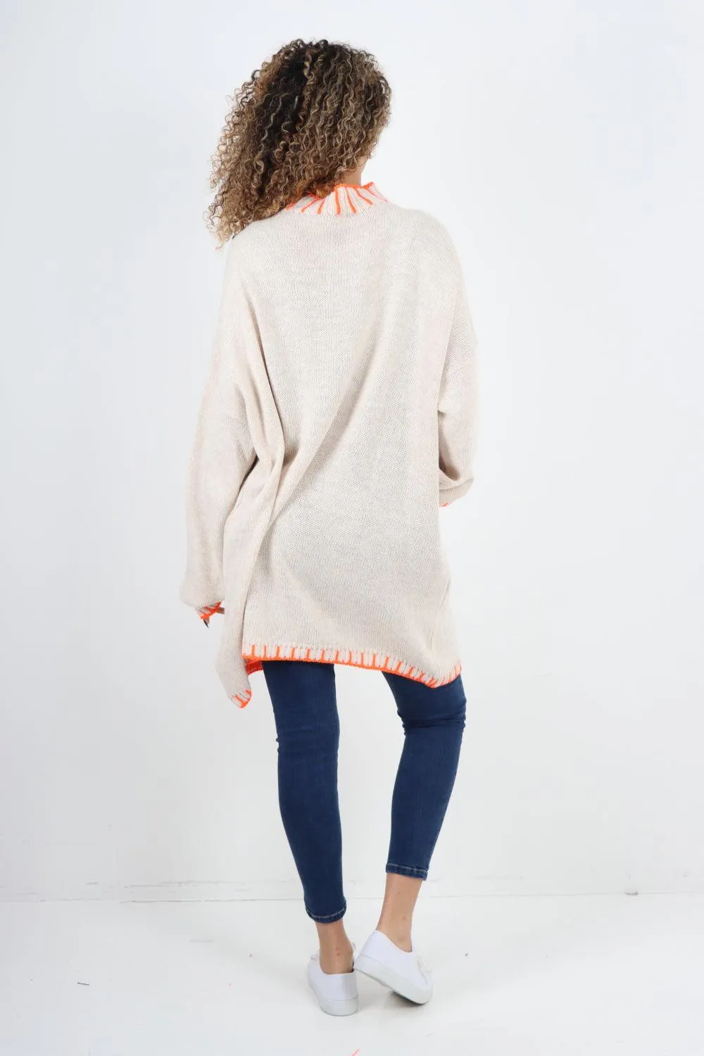 Colour Pop Stich Long Sleeve Knitted Jumper Top