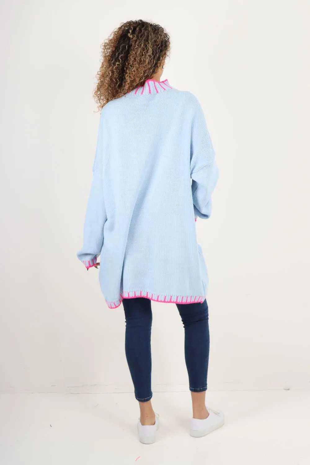 Colour Pop Stich Long Sleeve Knitted Jumper Top