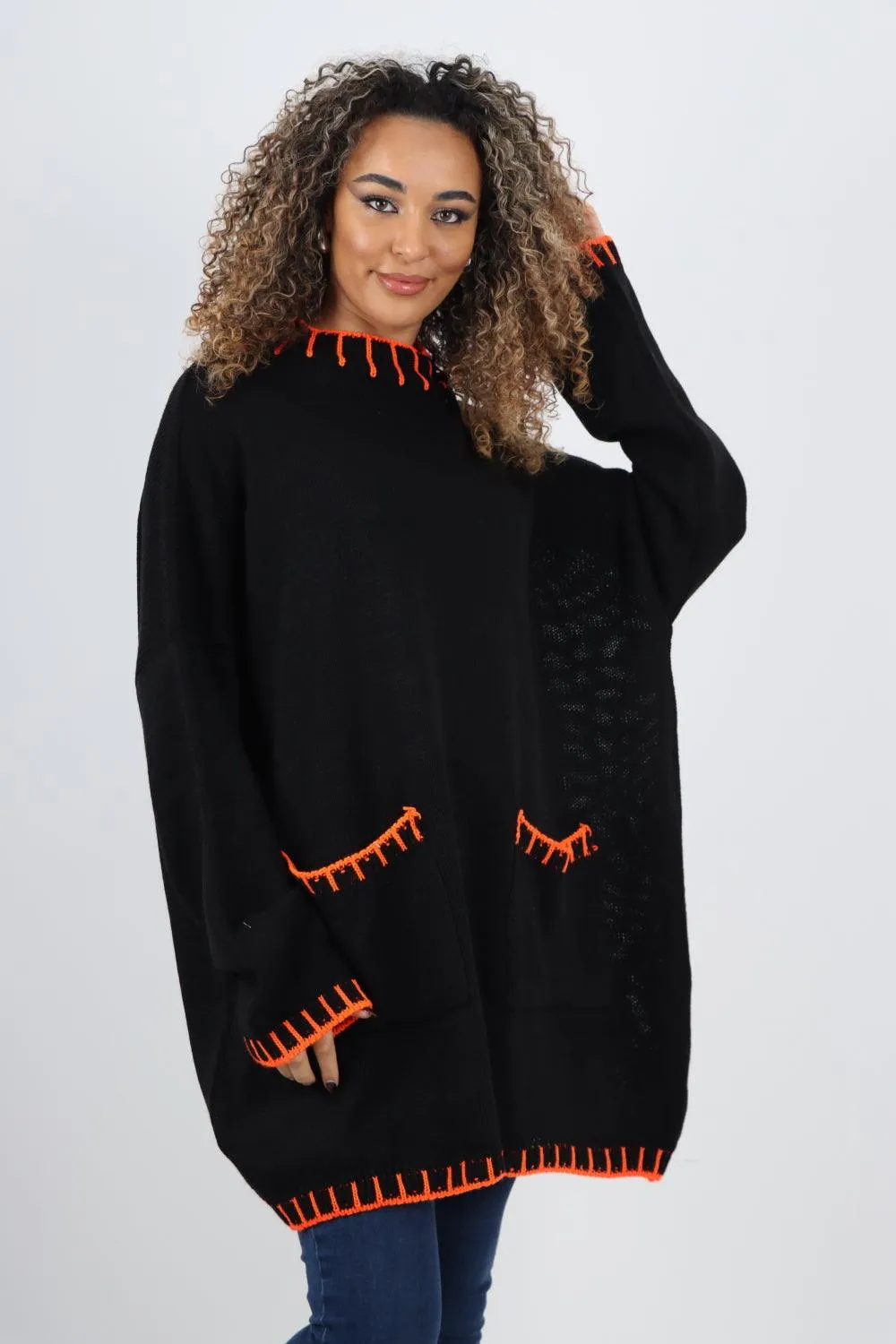 Colour Pop Stich Long Sleeve Knitted Jumper Top