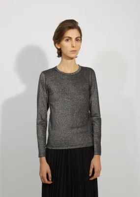 Cotton Polyester Lame Smooth Long Sleeve Top
