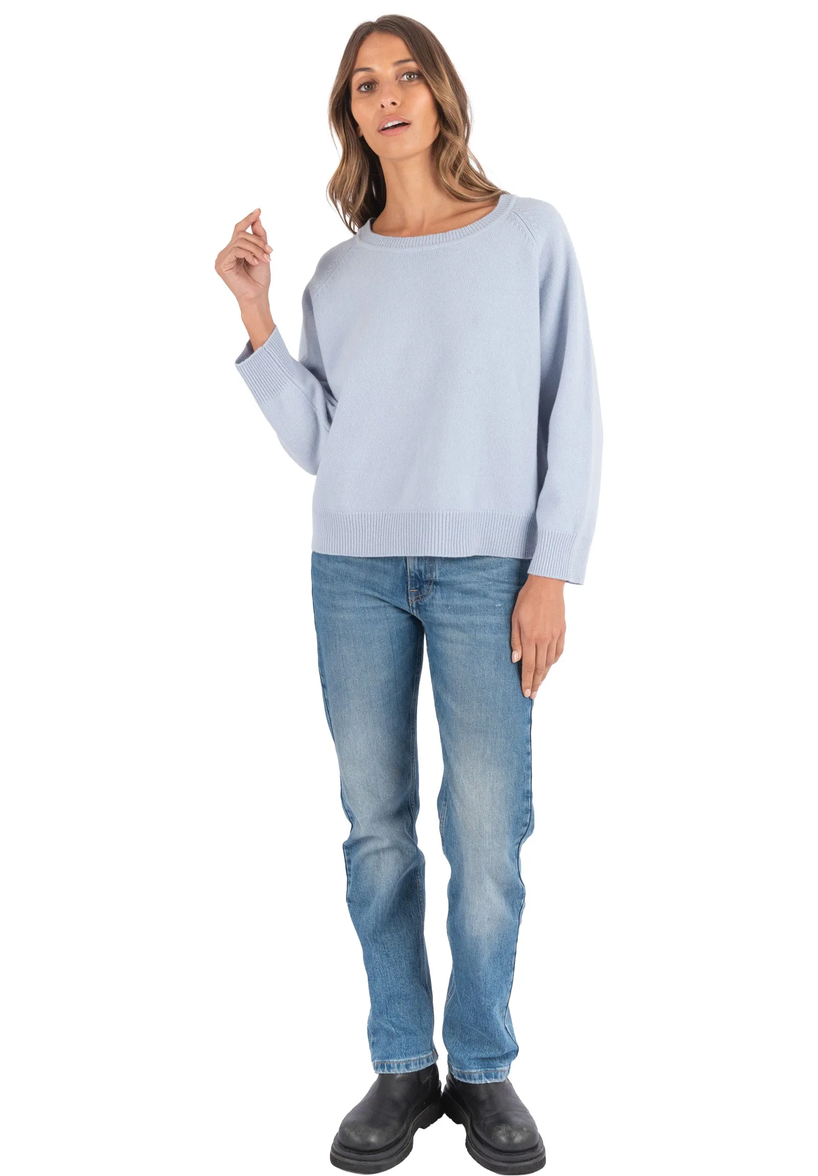 Cristina Ice Blue Relaxed Merino Wool Sweater