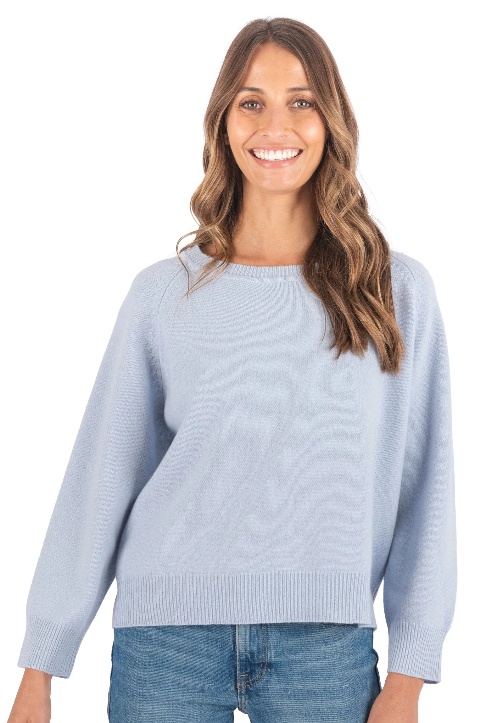 Cristina Ice Blue Relaxed Merino Wool Sweater