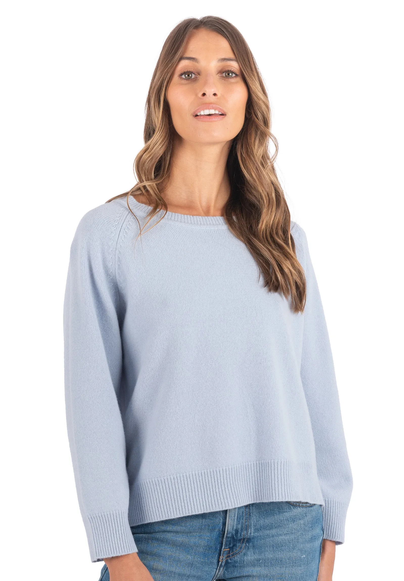 Cristina Ice Blue Relaxed Merino Wool Sweater