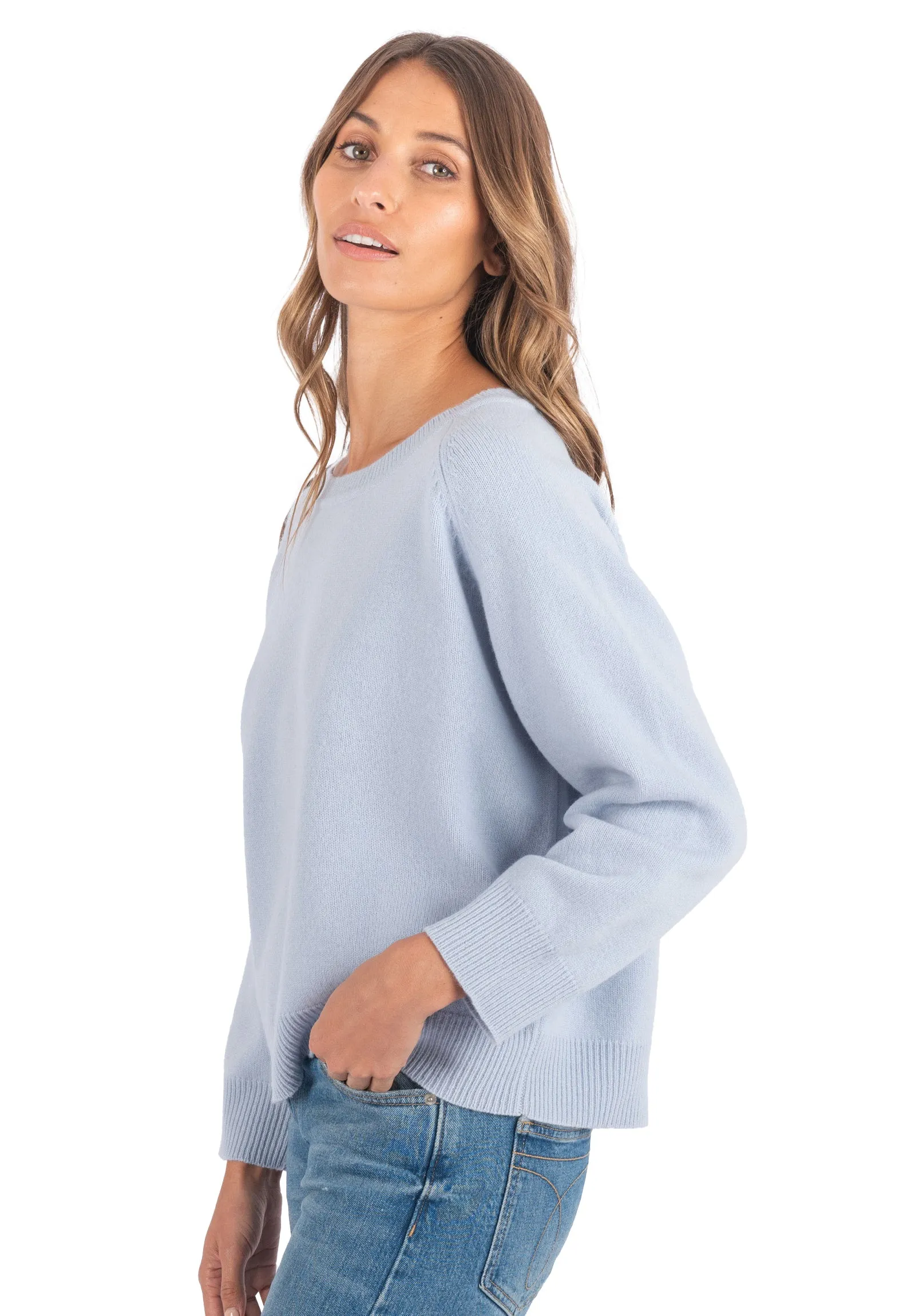 Cristina Ice Blue Relaxed Merino Wool Sweater