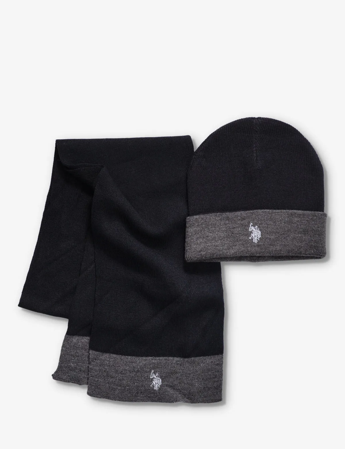 CUFF KNIT REVERSIBLE BEANIE AND SCARF SET