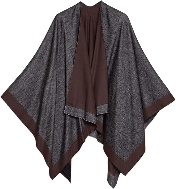 Dark Gray Luxurious Knit Sweater Poncho Cardigan