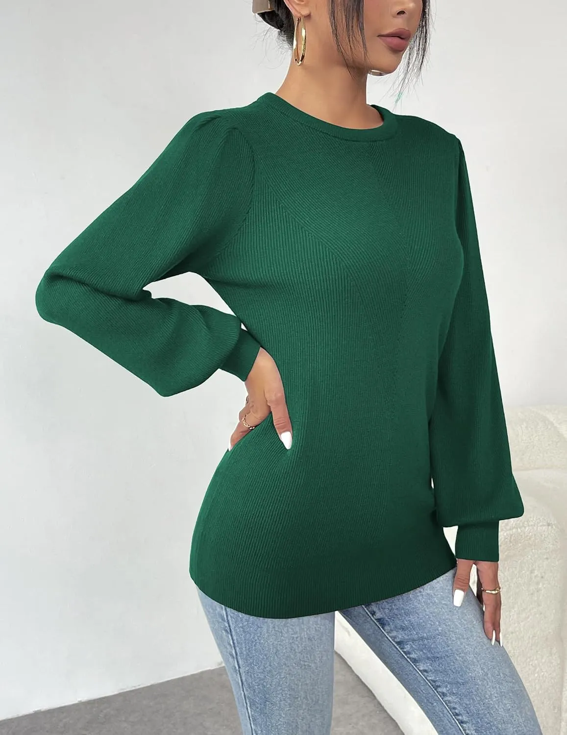 (DE Only) Zeagoo Women's Pullover Knitted Pullover Crew Neck Tops