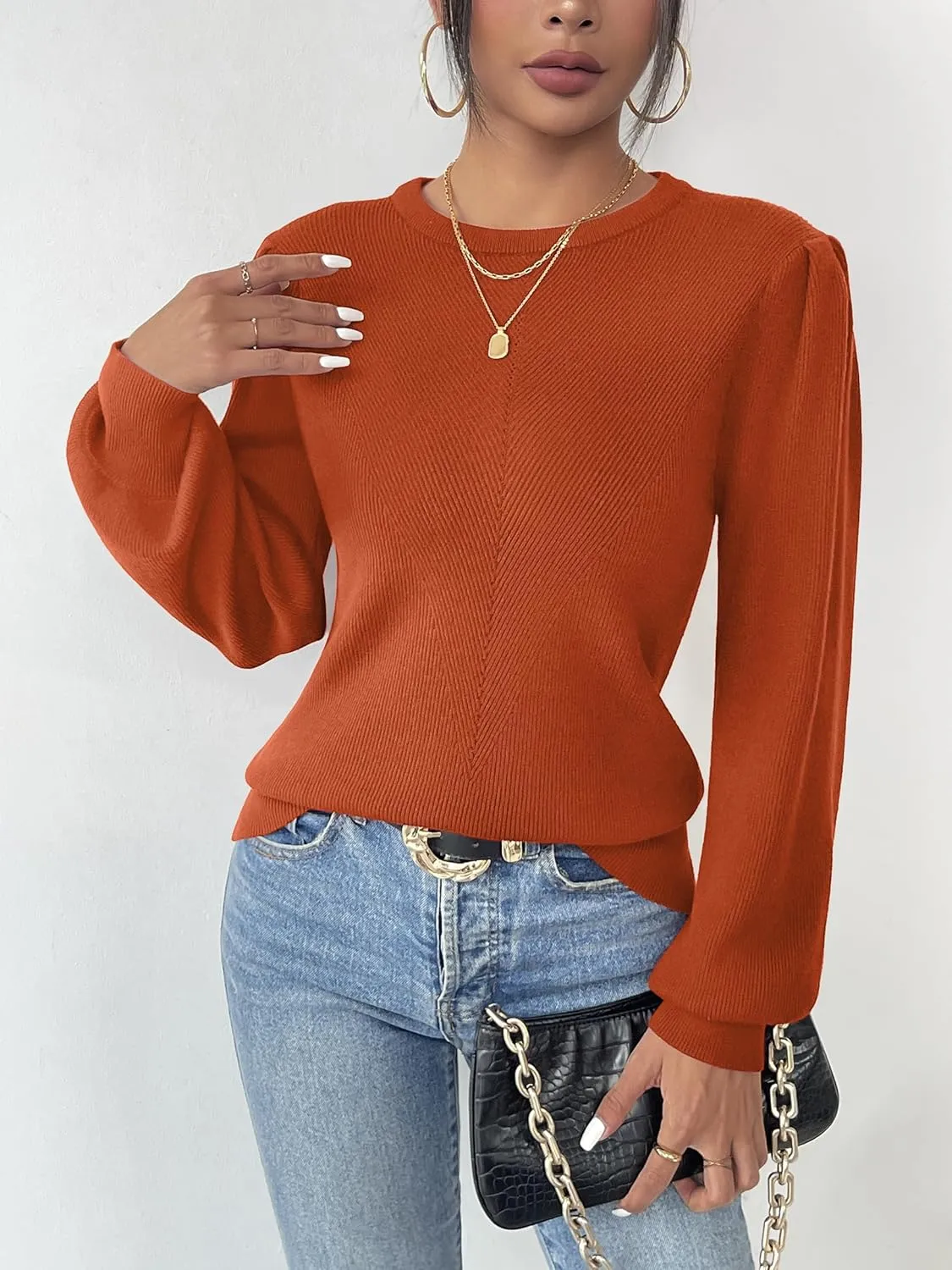 (DE Only) Zeagoo Women's Pullover Knitted Pullover Crew Neck Tops