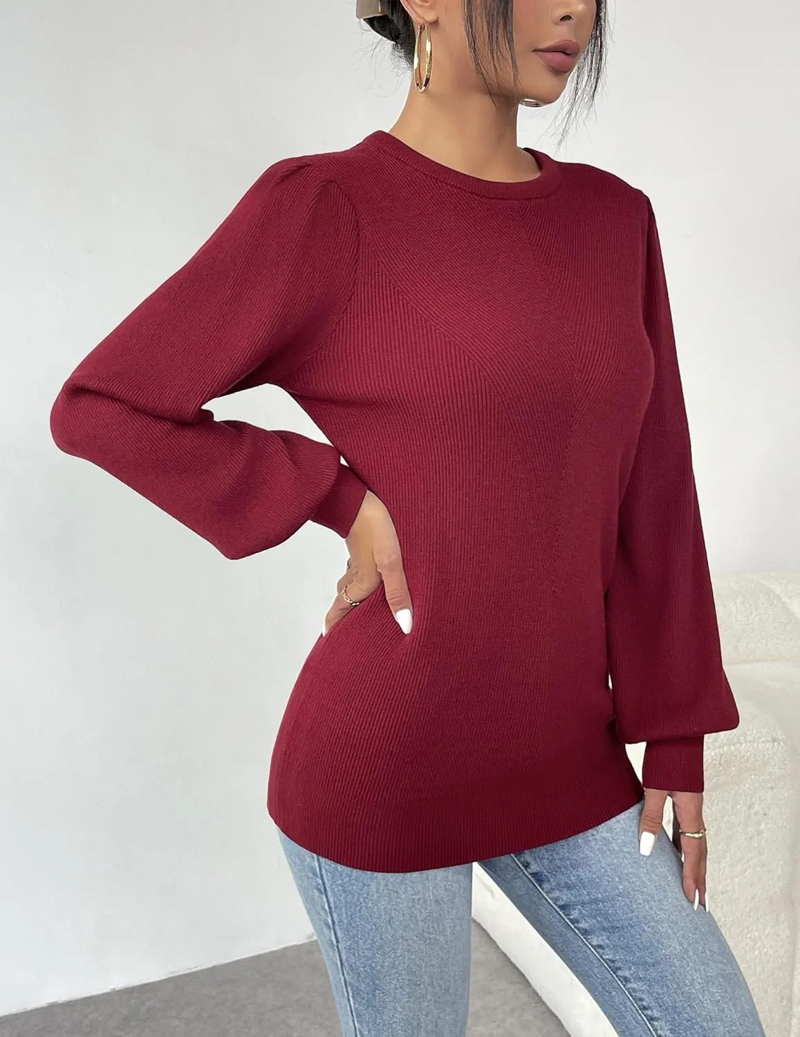 (DE Only) Zeagoo Women's Pullover Knitted Pullover Crew Neck Tops