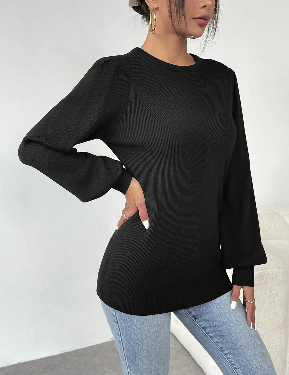 (DE Only) Zeagoo Women's Pullover Knitted Pullover Crew Neck Tops