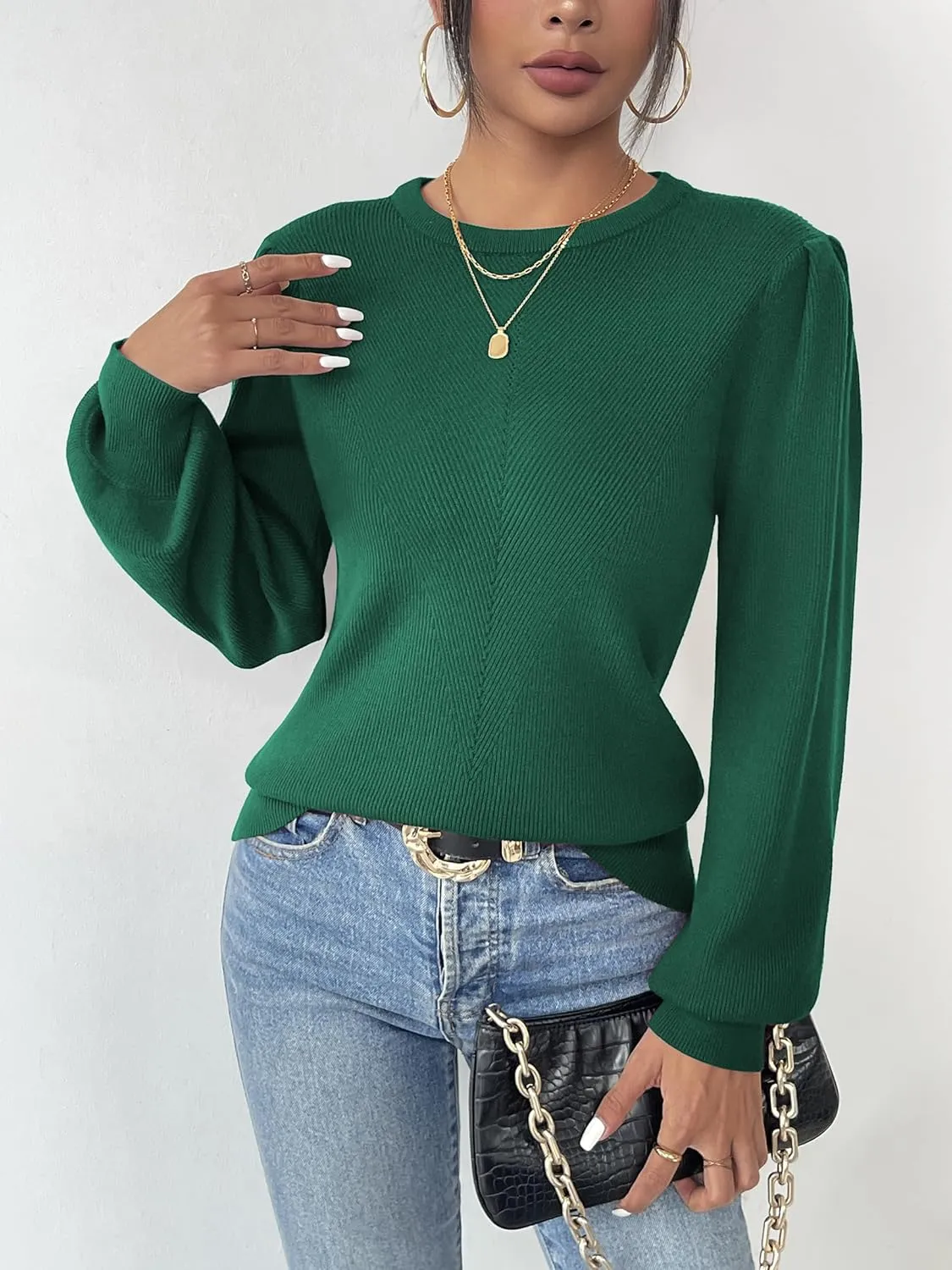 (DE Only) Zeagoo Women's Pullover Knitted Pullover Crew Neck Tops