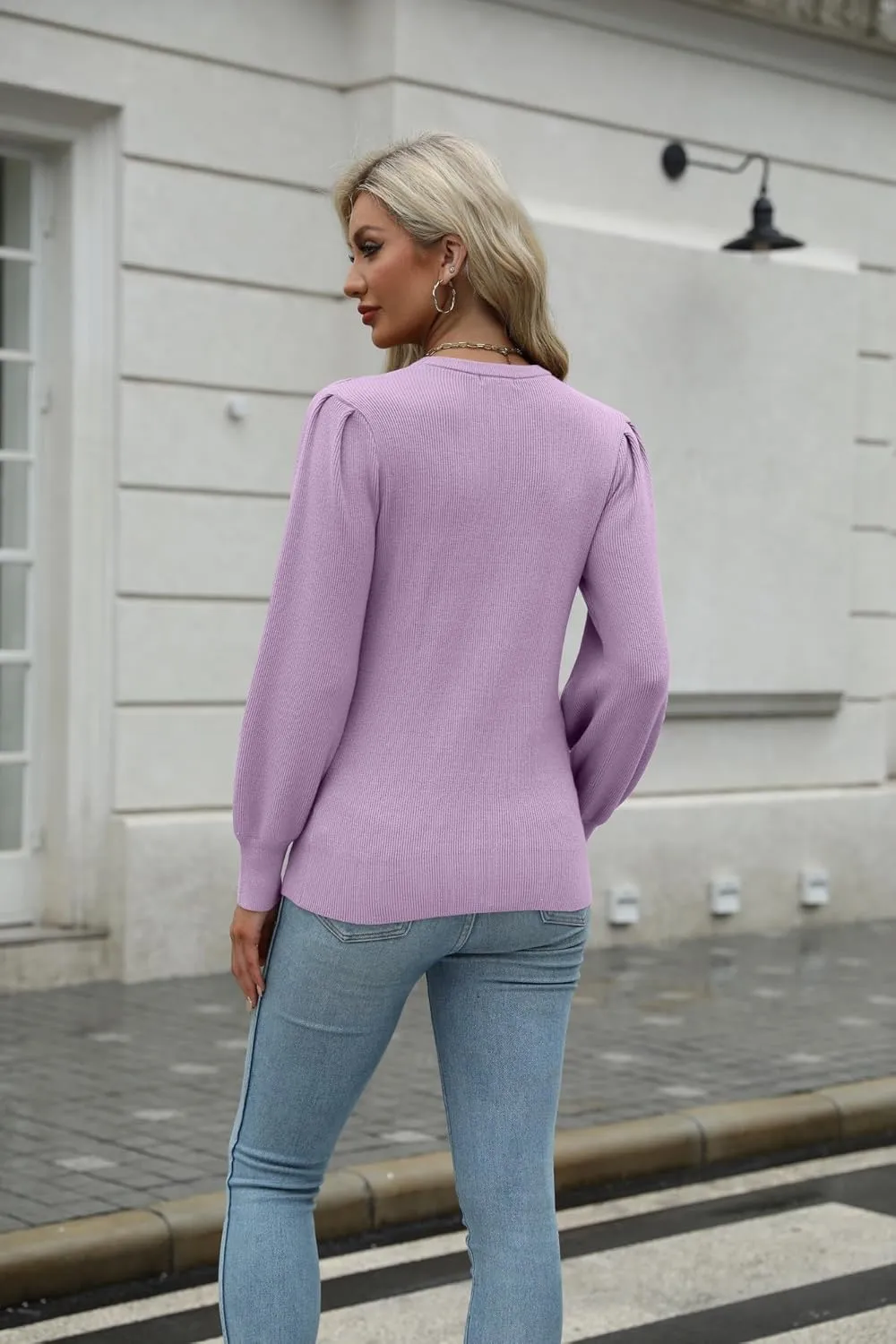(DE Only) Zeagoo Women's Pullover Knitted Pullover Crew Neck Tops