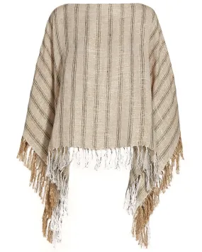 Desert Stripe Linen Fringe Poncho
