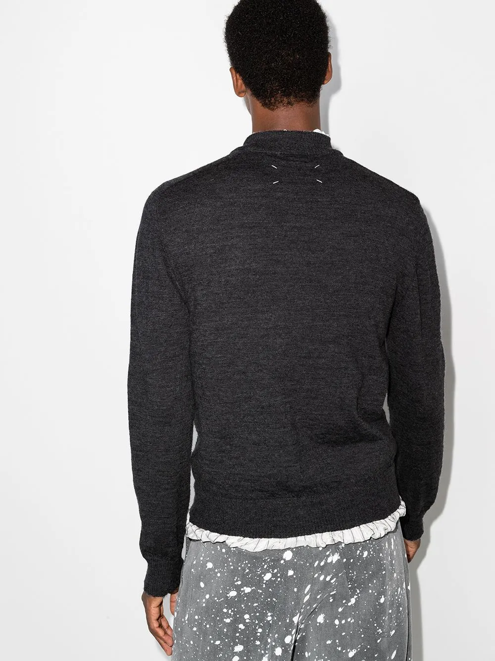 Distressed Crewneck Pullover - Dark Grey