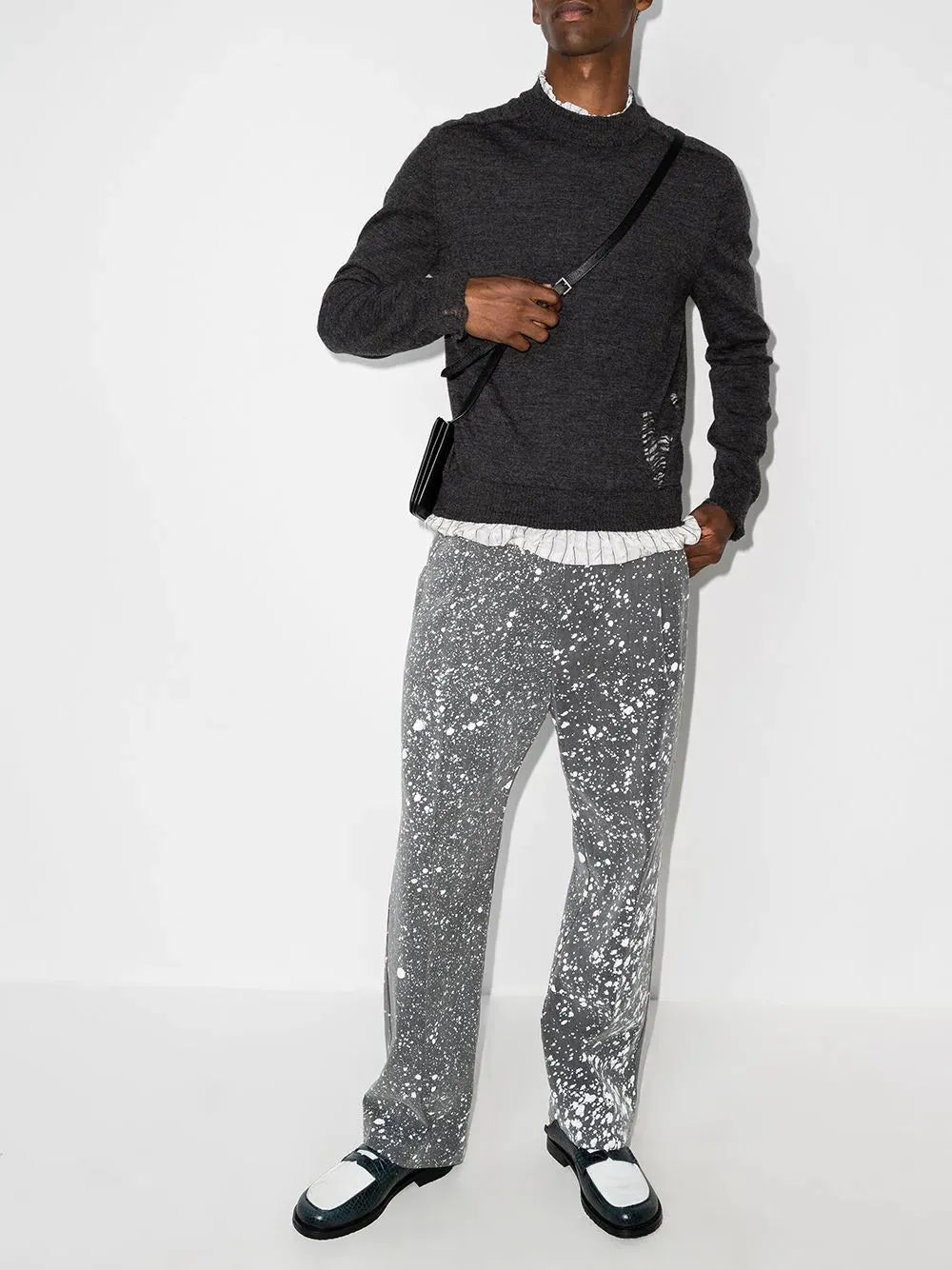 Distressed Crewneck Pullover - Dark Grey