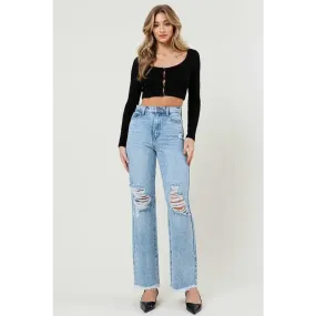 Distressed Wide Leg