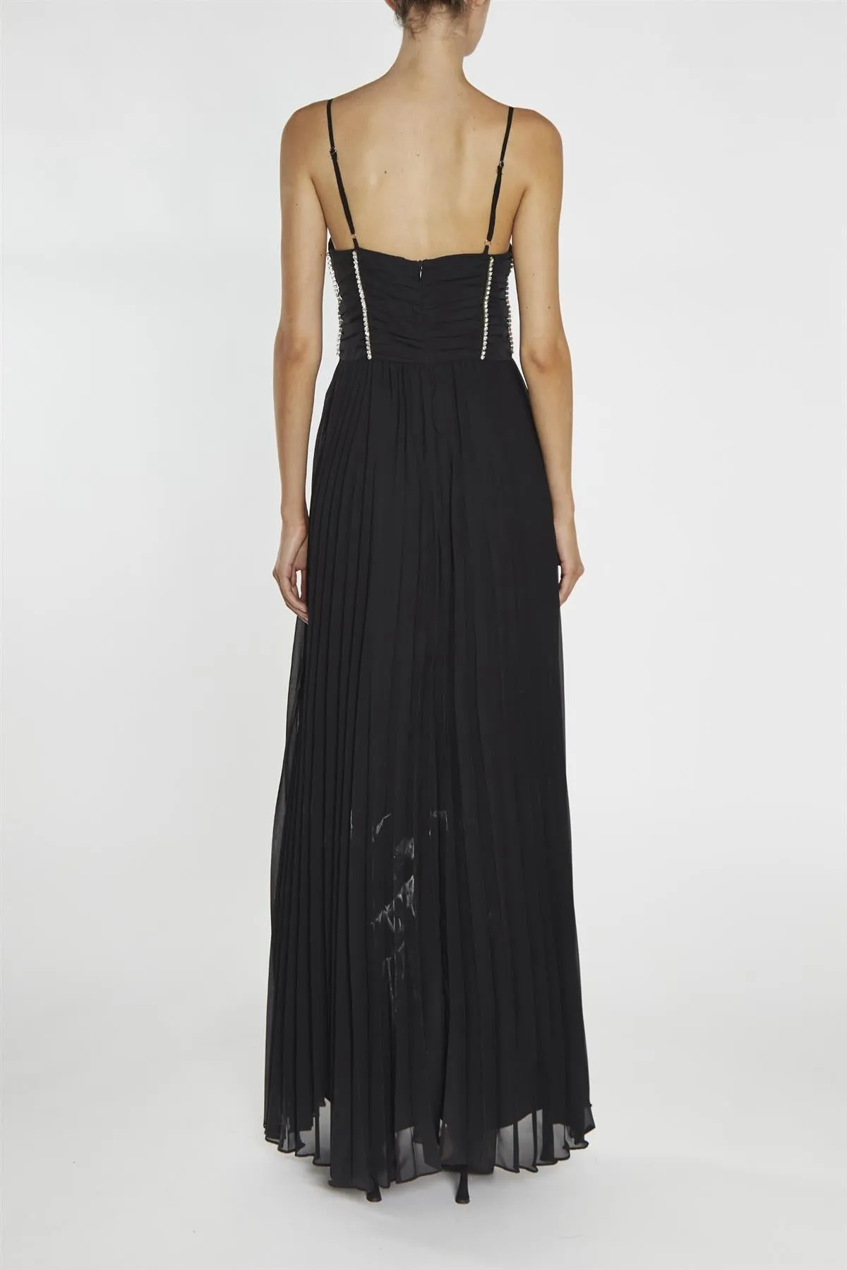 Elaina Black Diamante Trimmed Bust Maxi Dress