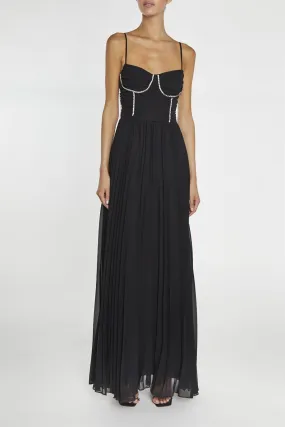 Elaina Black Diamante Trimmed Bust Maxi Dress