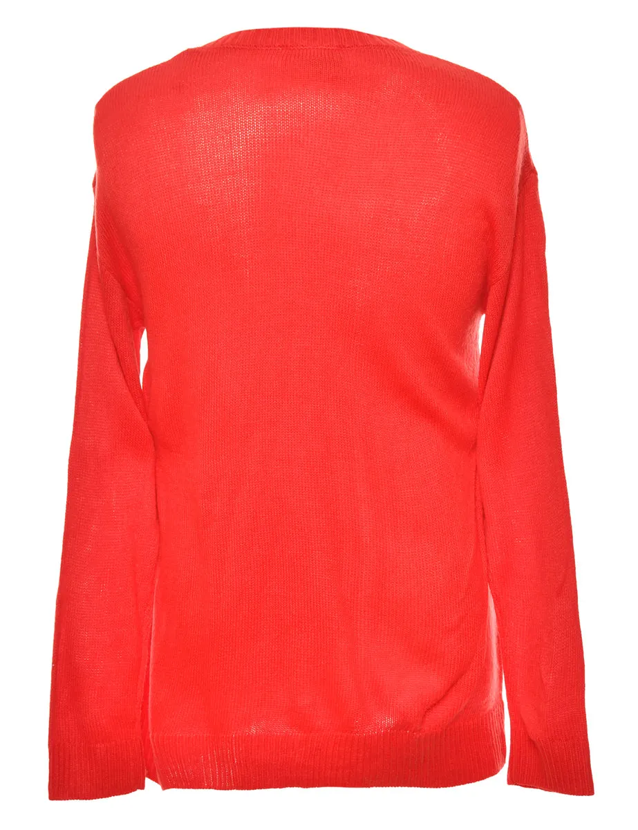 Embellished Red Christmas Jumper - S