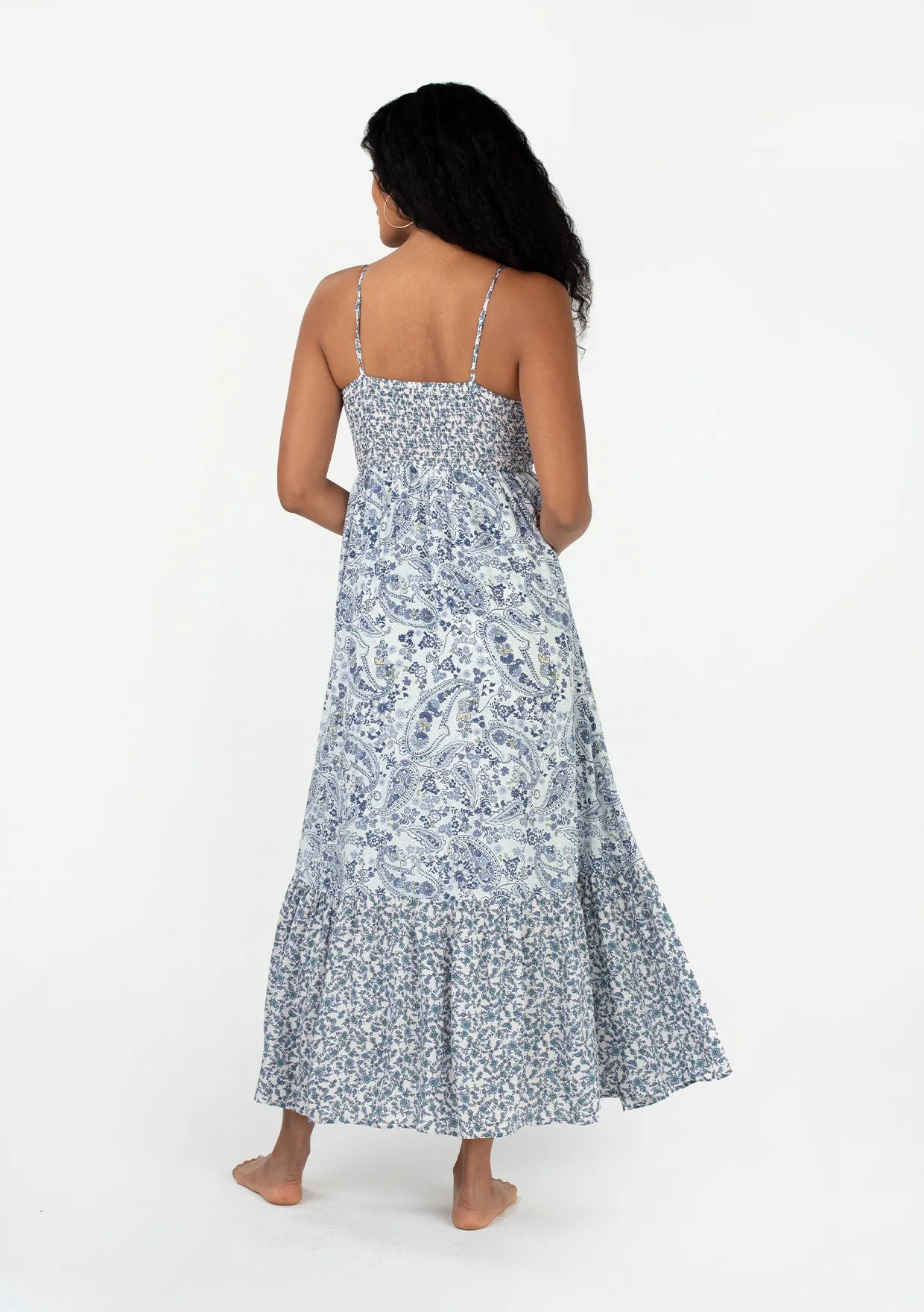 Floral Spaghetti Strap Smocked Maxi Dress