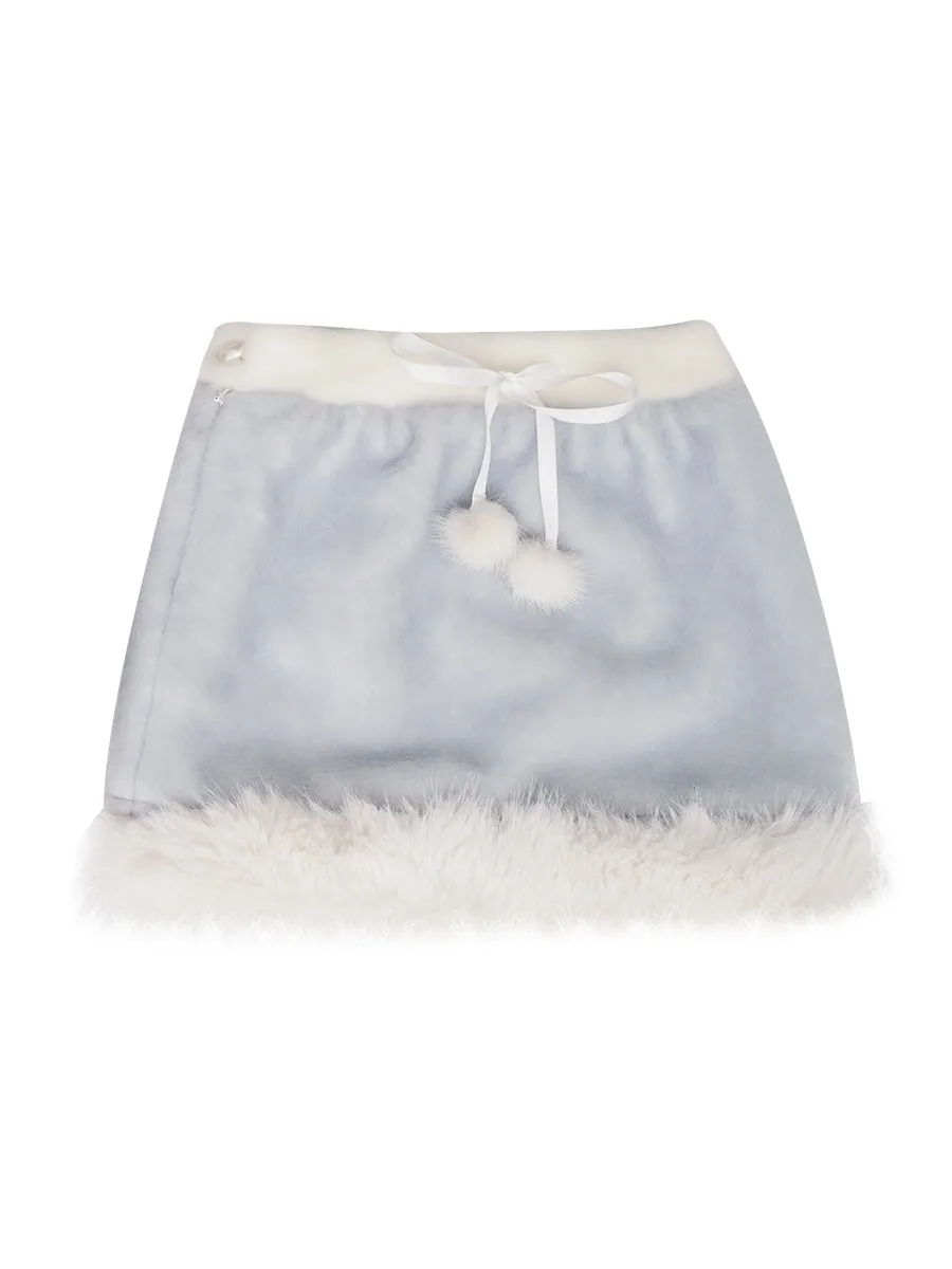 Fur Knit Fluffy Short-Skirt