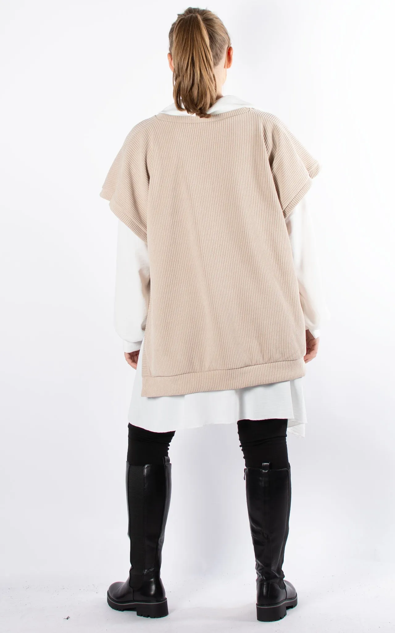 Glenda Layered Shirt Vest | Beige