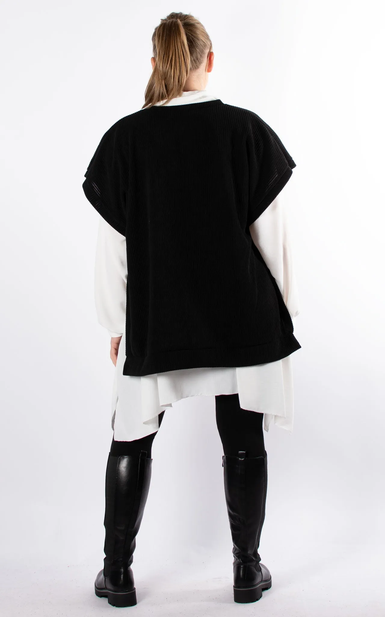 Glenda Layered Shirt Vest | Black