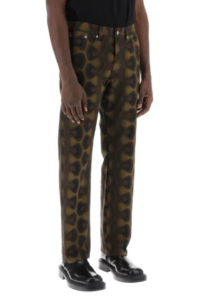 graphic print jeans with seven words