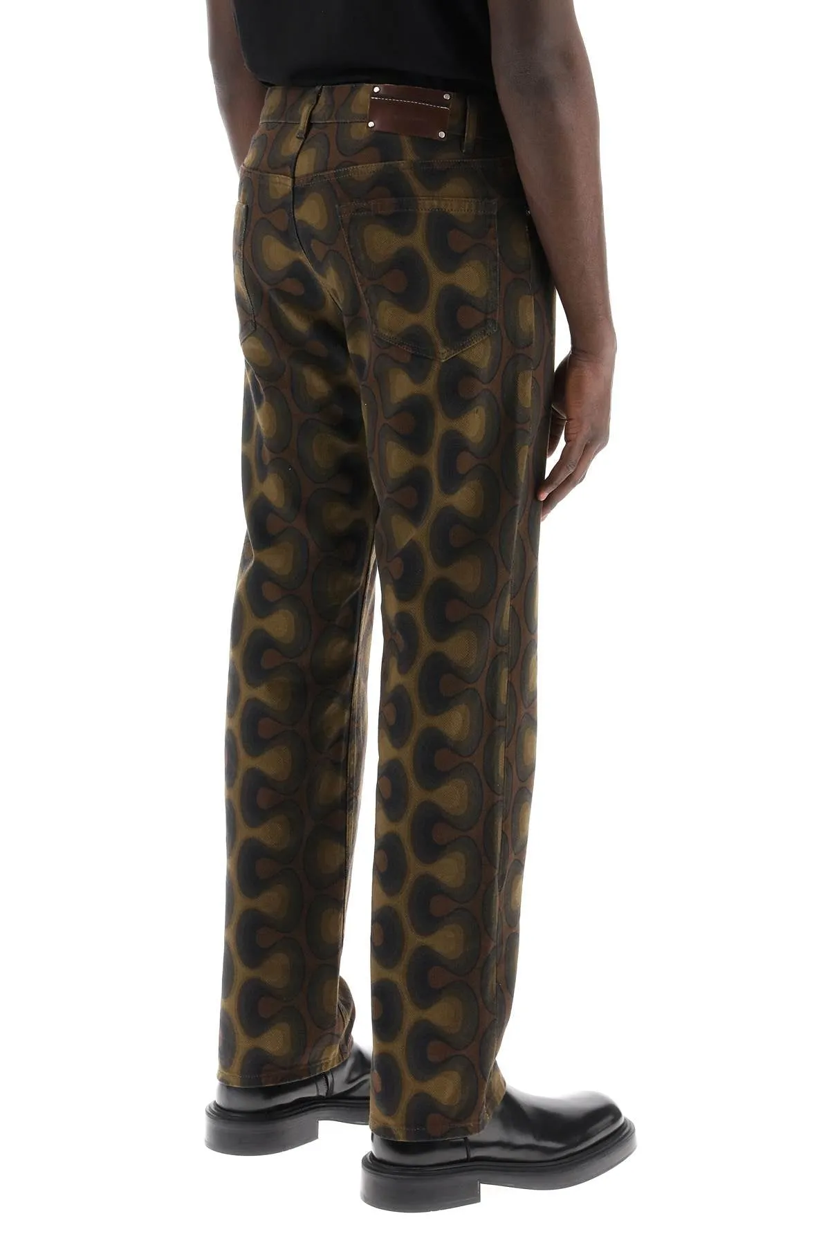graphic print jeans with seven words
