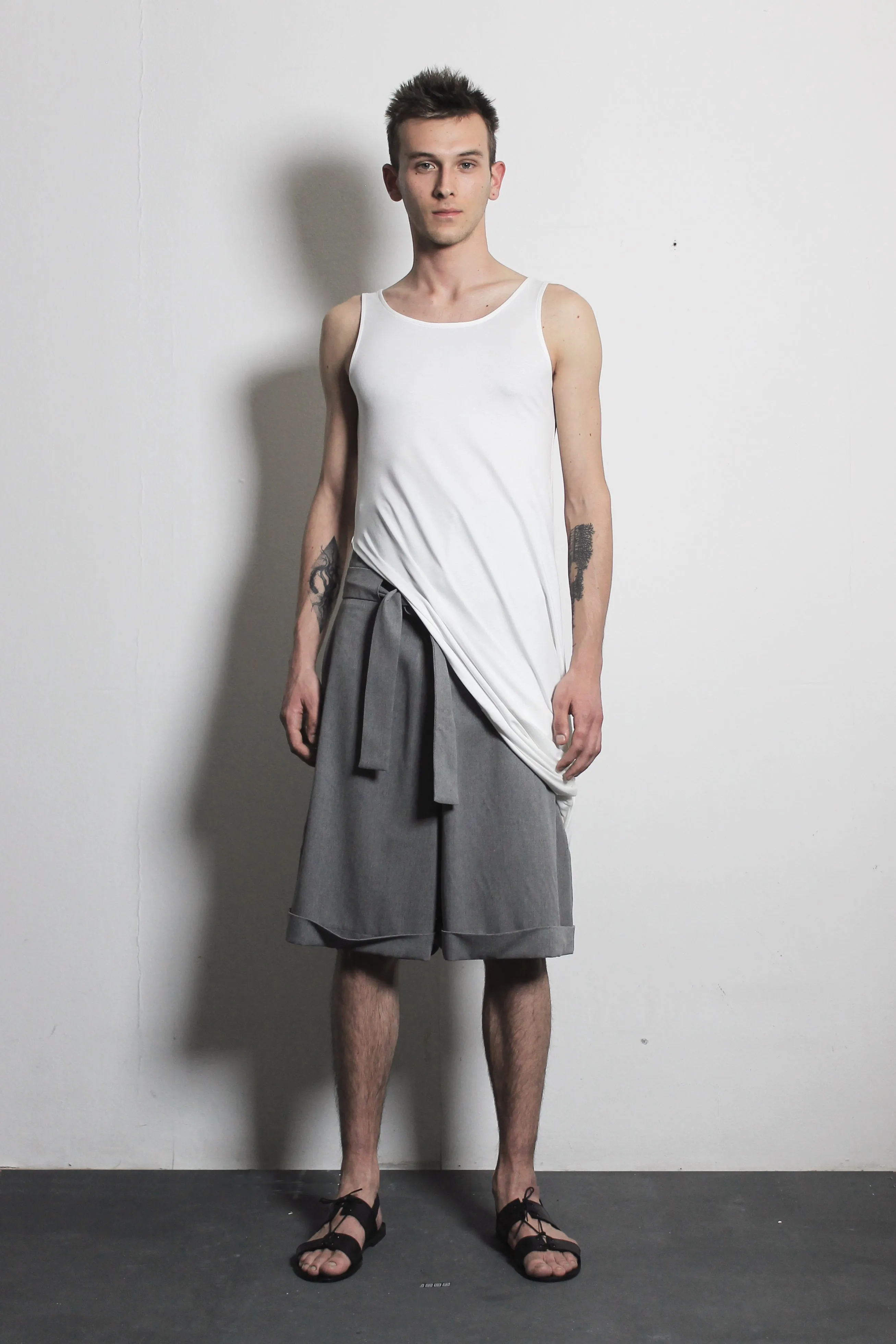 Gray Cotton Shorts