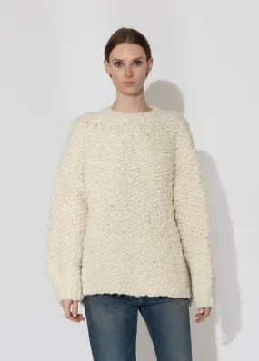 Handknit Matta Crewneck in Raw White