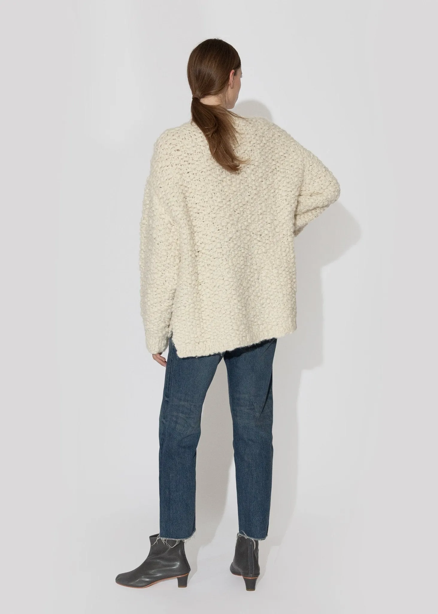 Handknit Matta Crewneck in Raw White