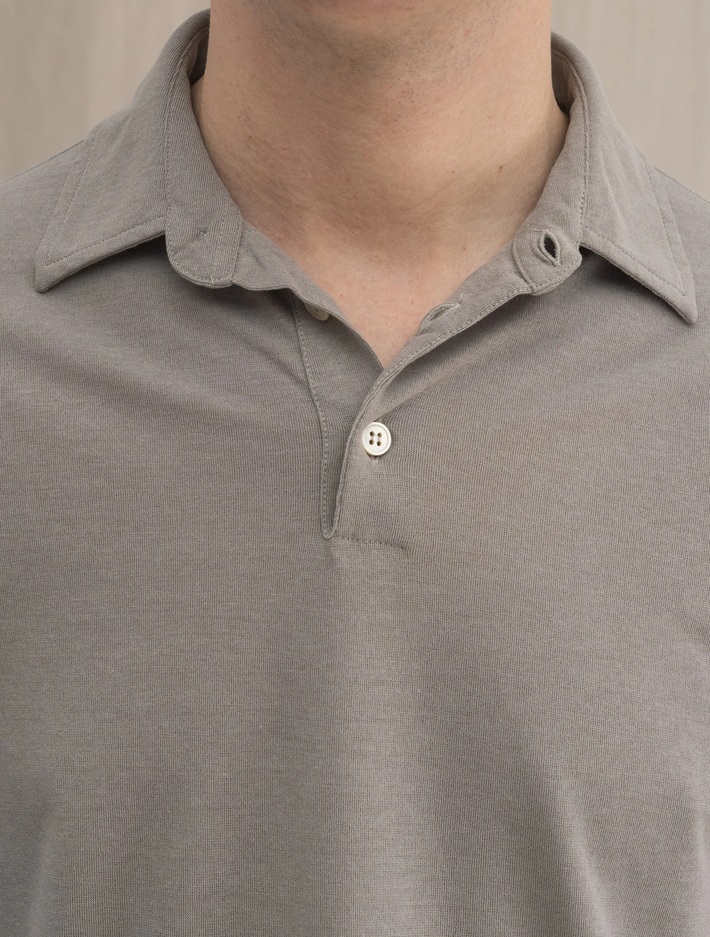 Ice Cotton Polo Shirt Long Sleeve Taupe