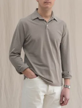 Ice Cotton Polo Shirt Long Sleeve Taupe
