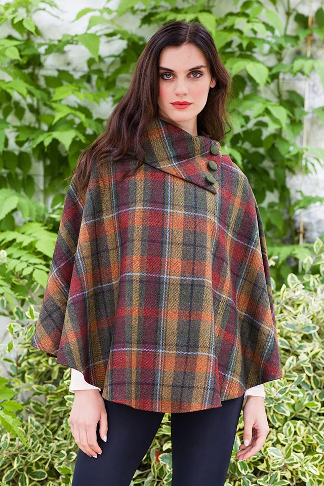 Irish Tweed Poncho - Autumn Plaid