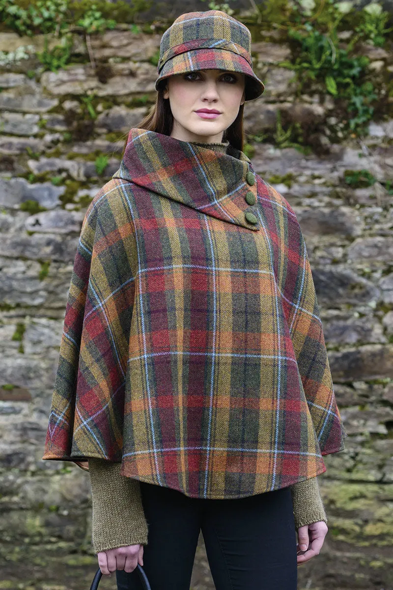 Irish Tweed Poncho - Autumn Plaid