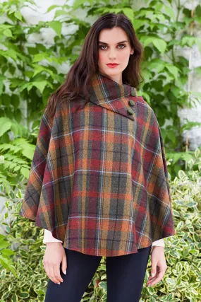 Irish Tweed Poncho - Autumn Plaid