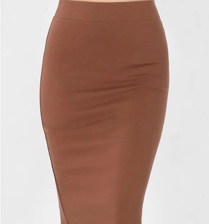 Josie Premium Pencil Skirt- Light Brown