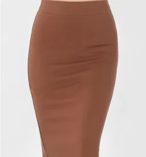 Josie Premium Pencil Skirt- Light Brown