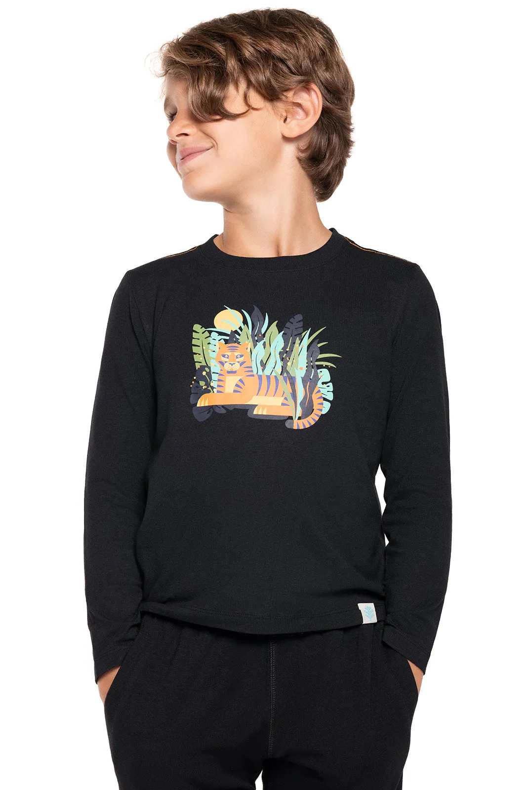 Kid's Coco Plum Everyday Long Sleeve Graphic T-Shirt | Black