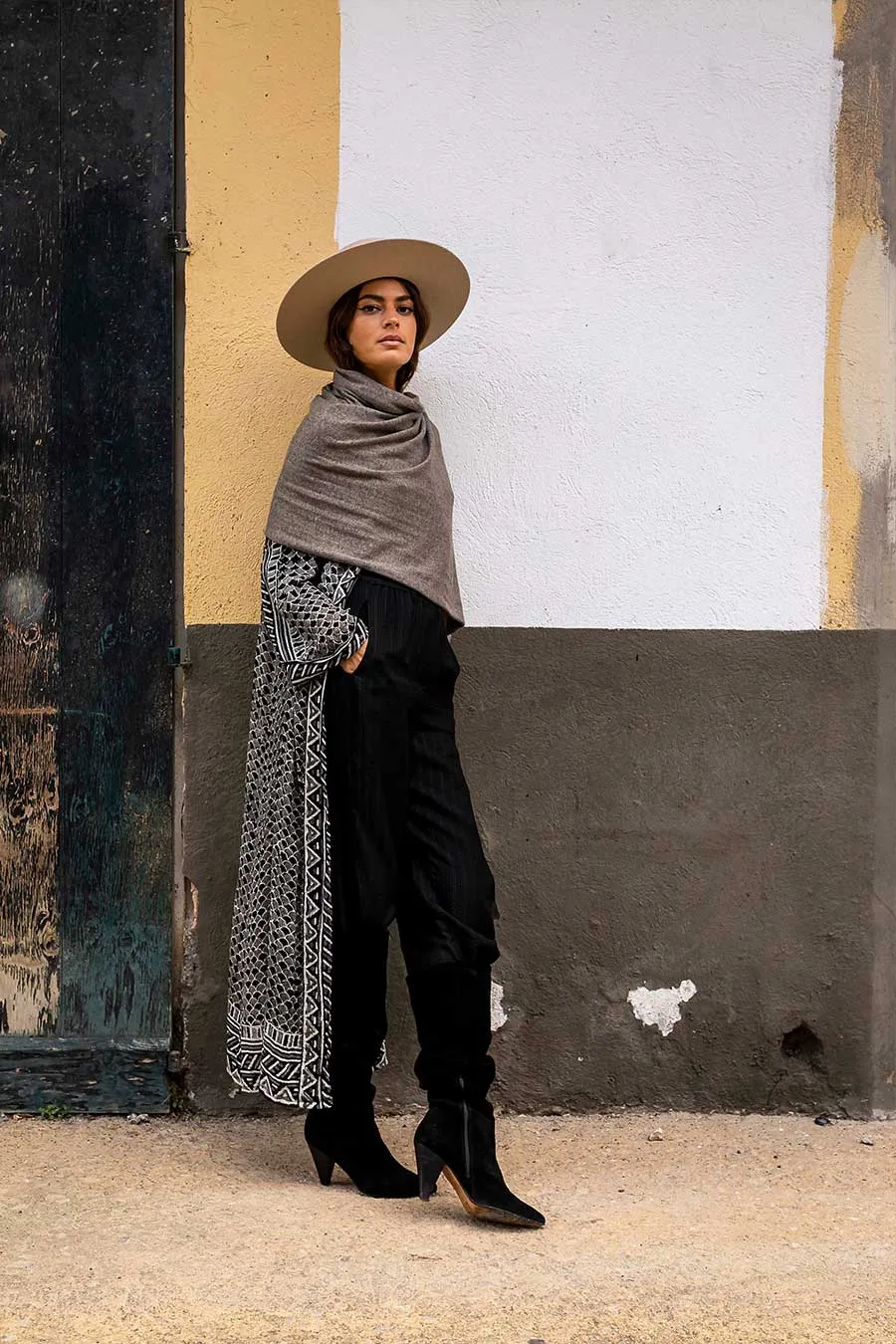 KNIT CASHMERE SHAWL STONE