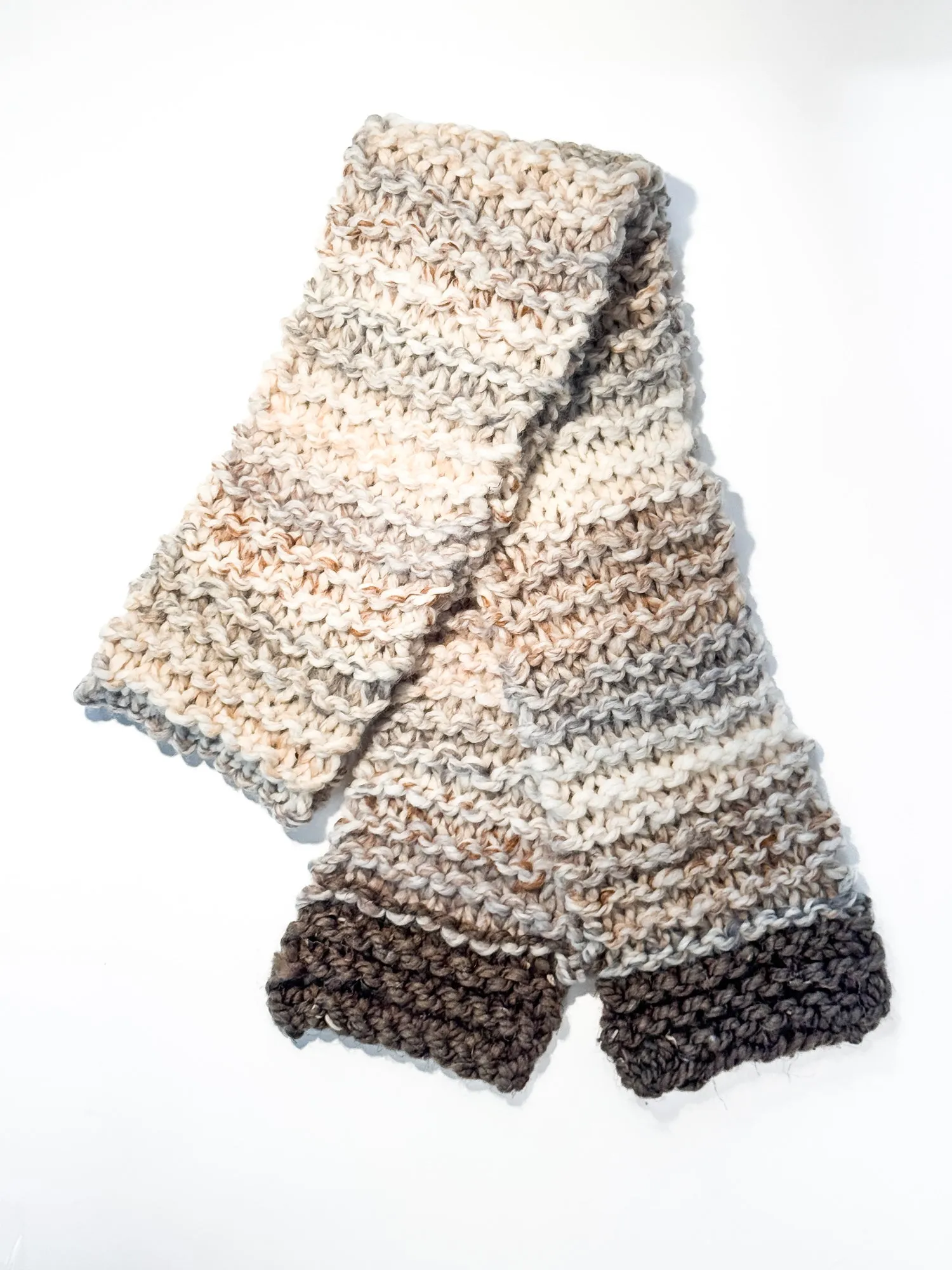 Latte Hand Knit Scarf