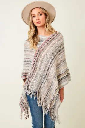 Light Rainbow Knit Poncho Sweater