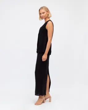 Linen Pencil Skirt - Black