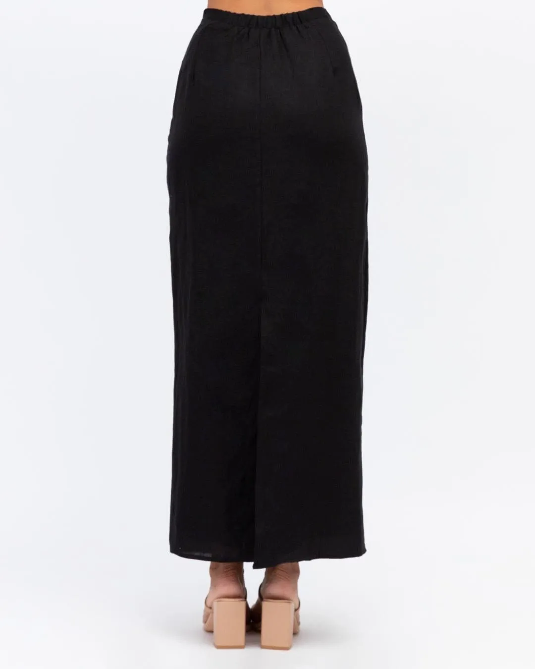 Linen Pencil Skirt - Black