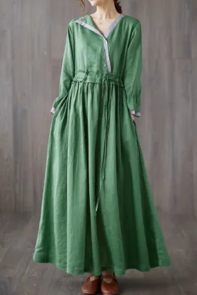 Loose fitting linen dress with drawstring waist 4824